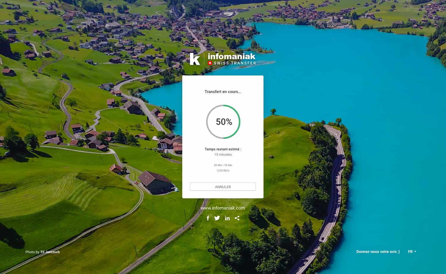 Swisstransfer chargement des fichiers