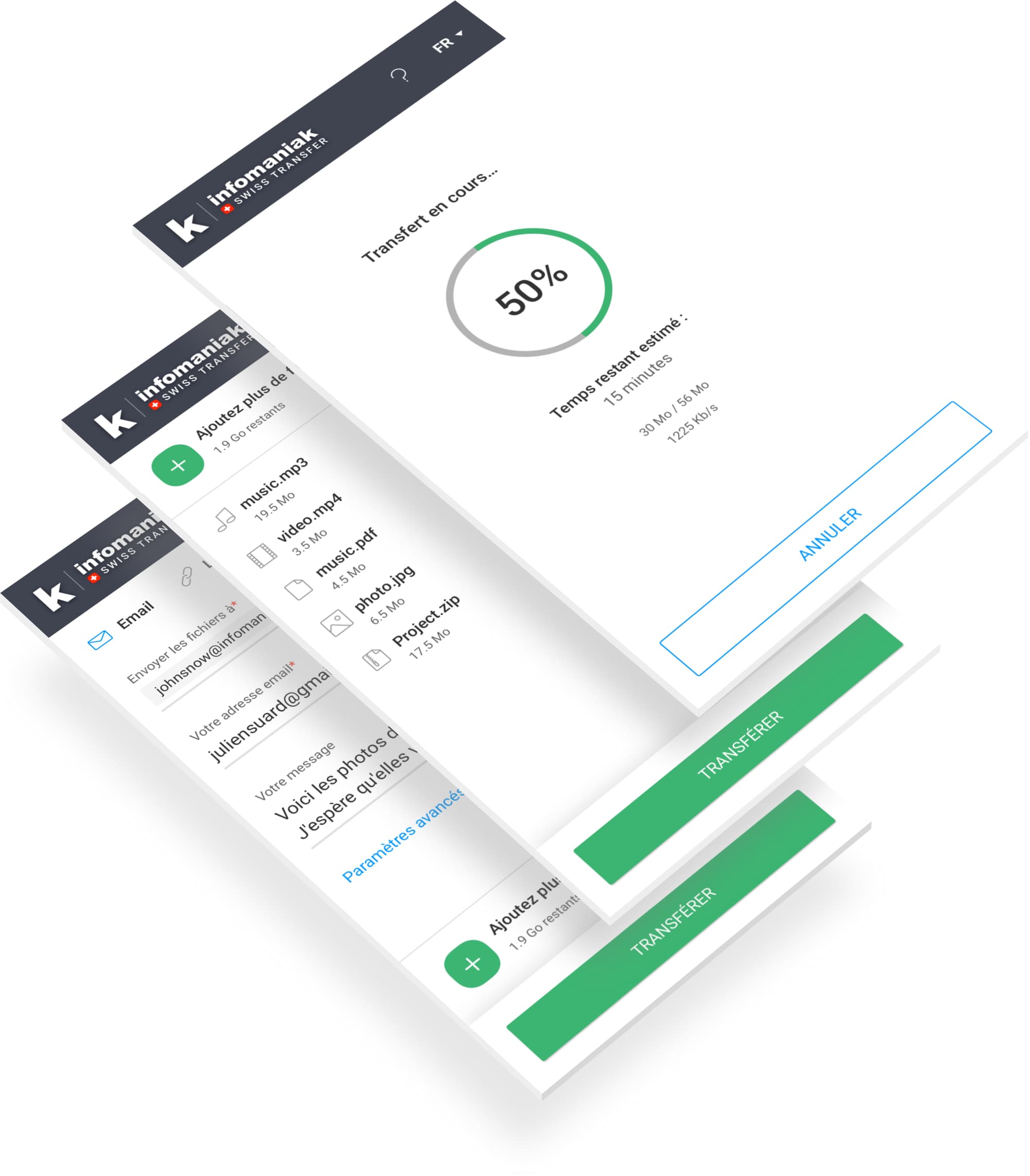 Swisstransfer version mobile